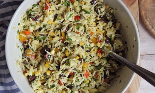 Grilled Veggie Orzo Pasta Salad